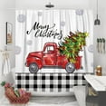 thumbnail image 3 of Newhomestyle Christmas Shower Curtains for Bathroom Hand Painted Truck Shower Curtain Red Truck Christmas Bathroom Decor Holiday Decorations 72x 72 Inches, 3 of 7
