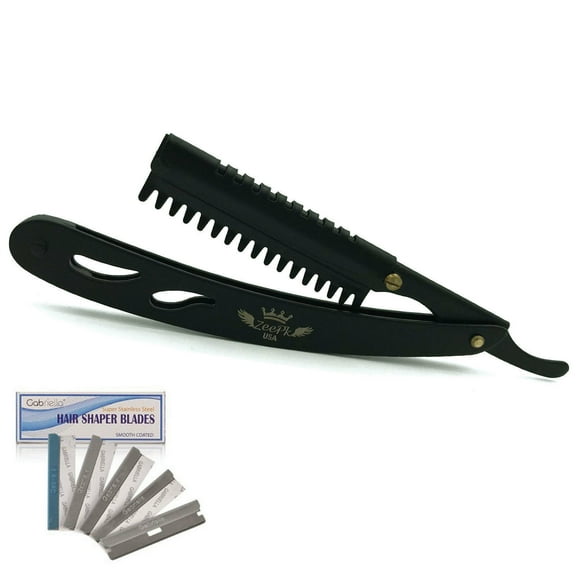 BARBER SALON BLACK HAIR SHAPER SHAVER STRAIGHT RAZOR   5 SHAPER BLADES FREE