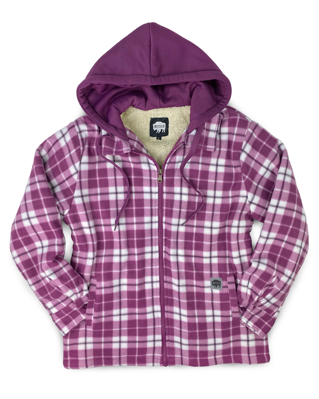 womens hooded sherpa flannel
