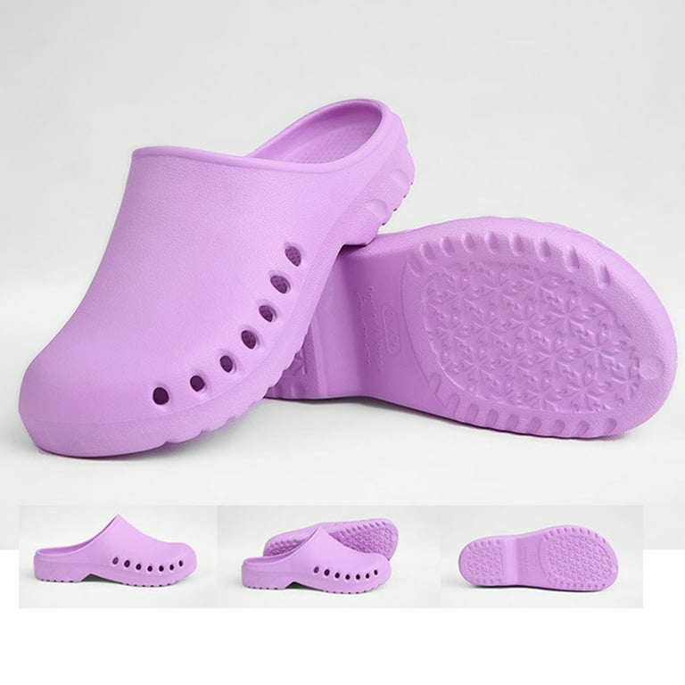 Solid Color Nursing Shoes Womens Men Water Soft Comfortable Clogs Slippers Sandals for Home Outdoor Garden Breathable Violet 37 38