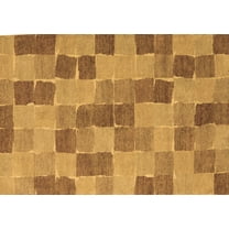 Ahgly Company Indoor Rectangle Checkered Brown Modern Area Rugs, 5' x 7'