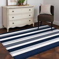 thumbnail image 4 of Non-Slip Rug Pad Rugs Horizontal Stripe Navy Blue White Gray Rectangle Area Rugs 3x5Ft Soft Carpet Pads for Living Room Kids Room, Minimalist Striation Art, 4 of 9