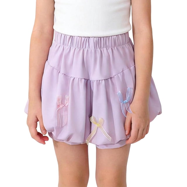 Zpanxa Girls Summer Shorts Polyester Solid Color Breathable Lightweight Casual Pants 3-4 Years