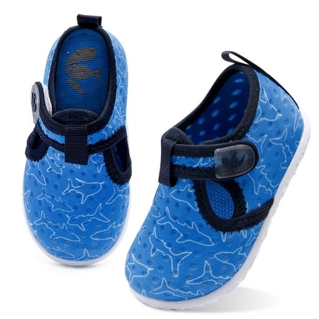 Image of Barerun Baby Boys Girls Swim Pool Water Shoes Kids Barefoot Beach Walking Sandals Athletic Sneakers Blue Shark Infant