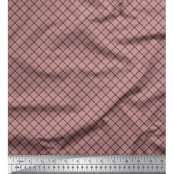 Soimoi Viscose Chiffon Fabric Bone & Paw Shirting Printed Fabric 1 Yard 42 Inch Wide