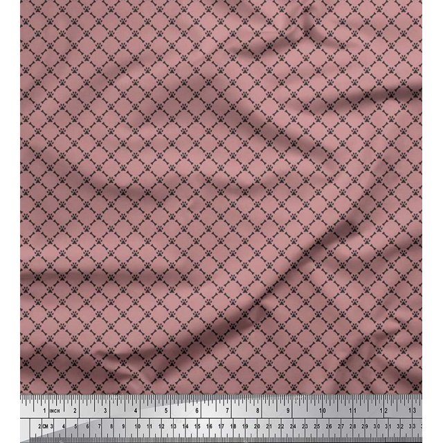 Soimoi Poly Georgette Fabric Bone & Paw Shirting Print Fabric by The Yard 52 Inch Wide