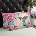 thumbnail image 4 of Hummingbird Throw Pillow Cover 20 x 30 Inch Decorative Pillow Cover Spring Summer Pink Red Flower Leaf Lumbar Pillowcase Seasonal Rectangle Cushion Case for Couch Sofa Bed Living Room, 4 of 7
