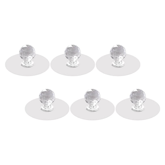 RUNROTOO 6Pcs Self Adhesive Door Handles Modern White Acrylic for Homeowners