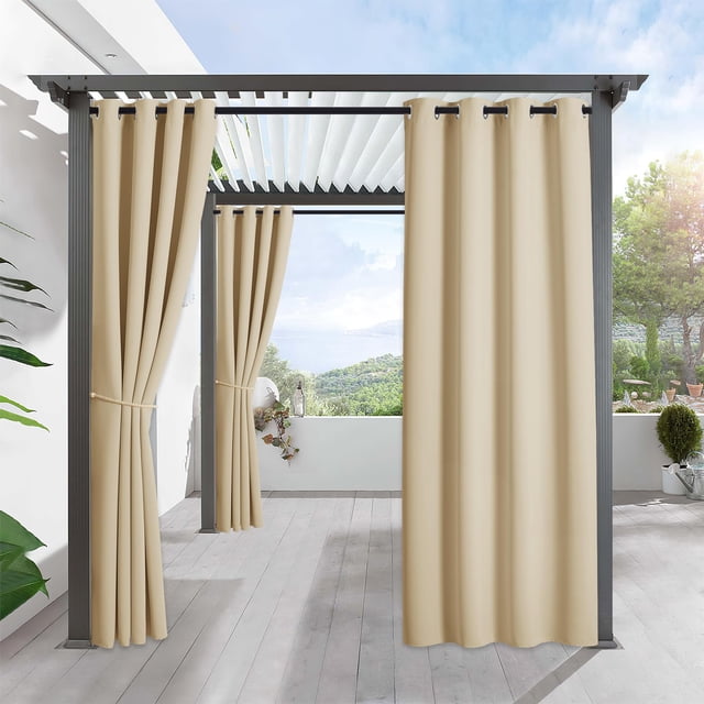 RYB HOME Rideau de Patio Extérieur - Draperie de Pergola Intérieur Extérieur Rideaux Imperméables, Draperie à Oeillets Bl