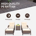 thumbnail image 4 of Lacoo 5 Pieces Wicker Patio Furniture Set Outdoor Patio Seat Conversation Cushion Chairs with Table & Ottomans, Beige, 4 of 8