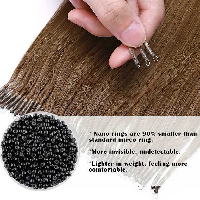 Sego 100% Remy Human Hair Extensions Micro Loop Hair Extension Nano Micro Bead Ring Thick Hair Piece Clearance, Size: 16-100g(100 stands), Multicolor