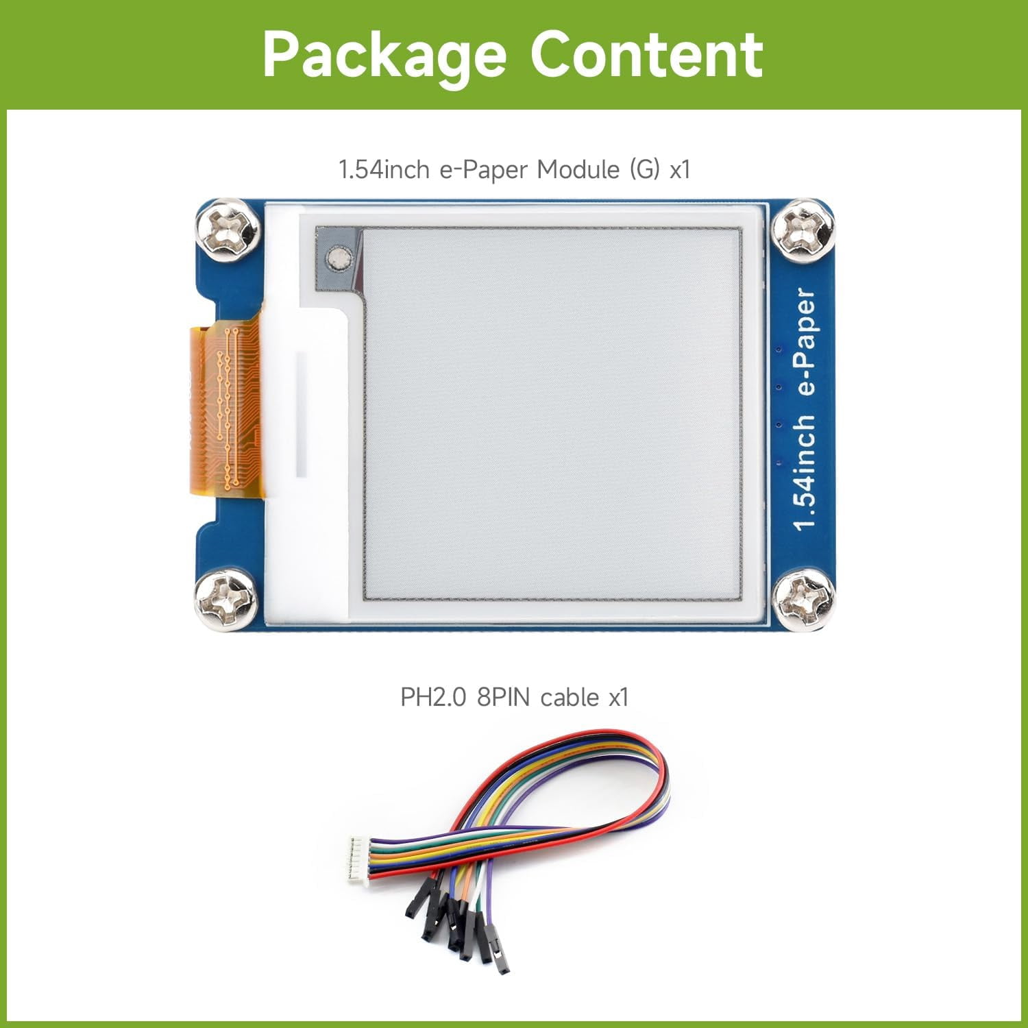 1.54inch e-Paper Display (G), Compatible with 5/4B/3B/Zero/Pico, Supports Jetson Nano/TX2/Xavier NX/Orin, 200x200, Red/Yellow/Black/White, SPI Interface, with Driver Board