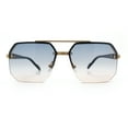 thumbnail image 5 of Luxury Mobster Rimless Half Rim Oversized Rectangle Metal Sunglasses Gold - Black Beige, 5 of 8