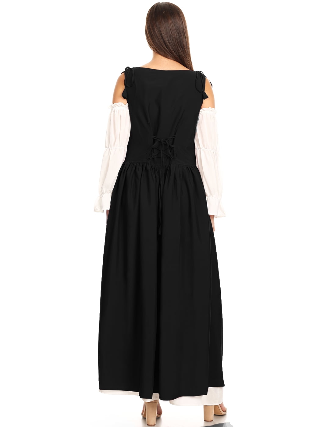 ANNA-KACI Womens Renaissance Overdress Medieval Irish Off Shoulder Dress Set
