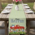 thumbnail image 5 of Easter Cotton Linen Table Runner for Dining Kitchen, Spring Green Stripes Easter Eggs Bunny Red Truck Wedding Outdoor Party Tablerunners, Dresser Scarf Coffee Tablecloth Runners 13x60 Inches, 5 of 8