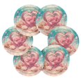thumbnail image 2 of Haosy Set of 6 Drink Woven Coaster with Holder Heat Resistant Non-Slip Bar Coasters 4 Inches Shells and Hearts Underwater, 2 of 7
