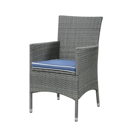 Outdoor All Weather Wicker Dining Chairs Emerald Home Ridgemonte Gray Outdoor Dining Chair Set with All Weather Wicker And Spuncrylic Fabric Cushion ()
