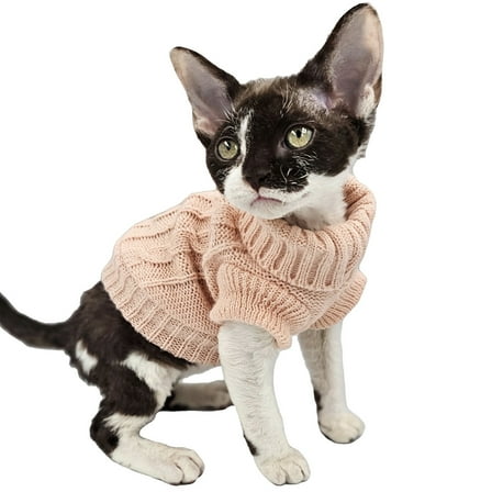 YokoKat Peach Turtleneck Kitten Cat Sweater Size XXS Devon Rex, Cornish Rex, Sphynx Cat Kitten Sweater