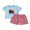 Blue, variant on BemeyourBBs Toddler Baby Boy Summer Clothes Kids Baby Boys Back to School Pre Kindergarten Outfits Short Sleeve Embroidery Bus Letters T-shirt with Plaid Shorts Set