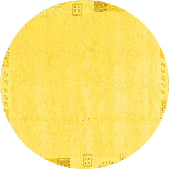Ahgly Company Machine Washable Indoor Round Solid Yellow Modern Area Rugs, 6' Round