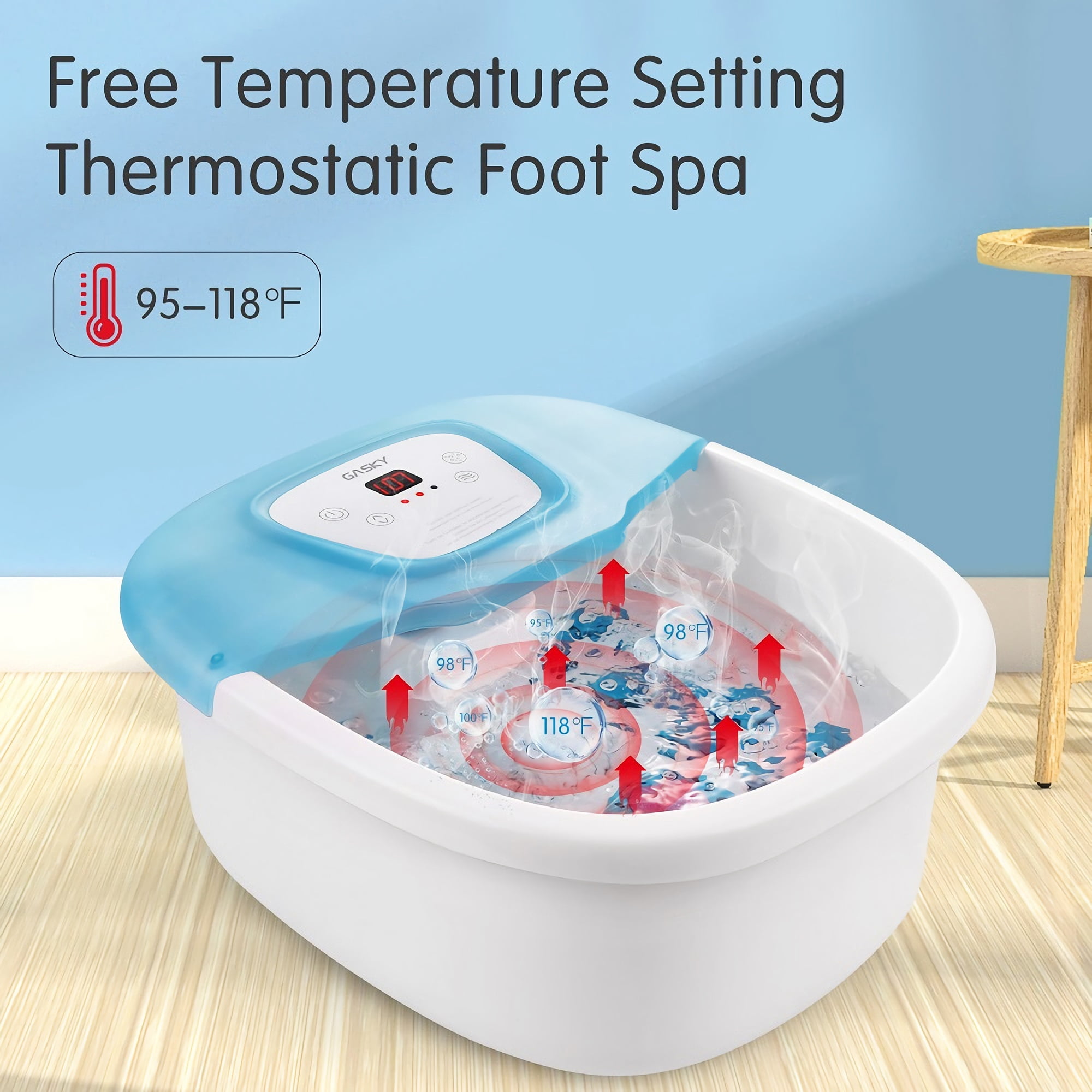 Foot Spa Bath Massager w/ Heat,Temp Control,Time Setting,Bubble Jets,Massage Rollers,Pumice Stones DreamDwell Home Color: Black/White