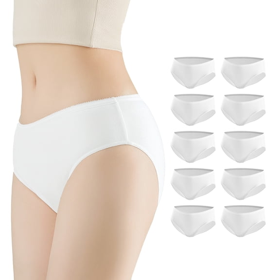 Disposable Underwear for Women,100% Cotton Panties for Travel Hospital Stays Emergency(10 Pack),L
