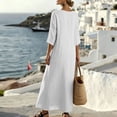 thumbnail image 6 of Vivianyo HD Women's Henley V Neck Caftan Maxi Dresses, 3/4 Sleeve Loose Casual Solid Long Dresses for Women, Women's White, Sizes S-2XL, 6 of 7