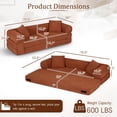 thumbnail image 2 of Timbernest 80" Convertible Sofa Bed, Corduroy Sleeper Couch with Storage Pockets for Living Room, Orange, 2 of 12