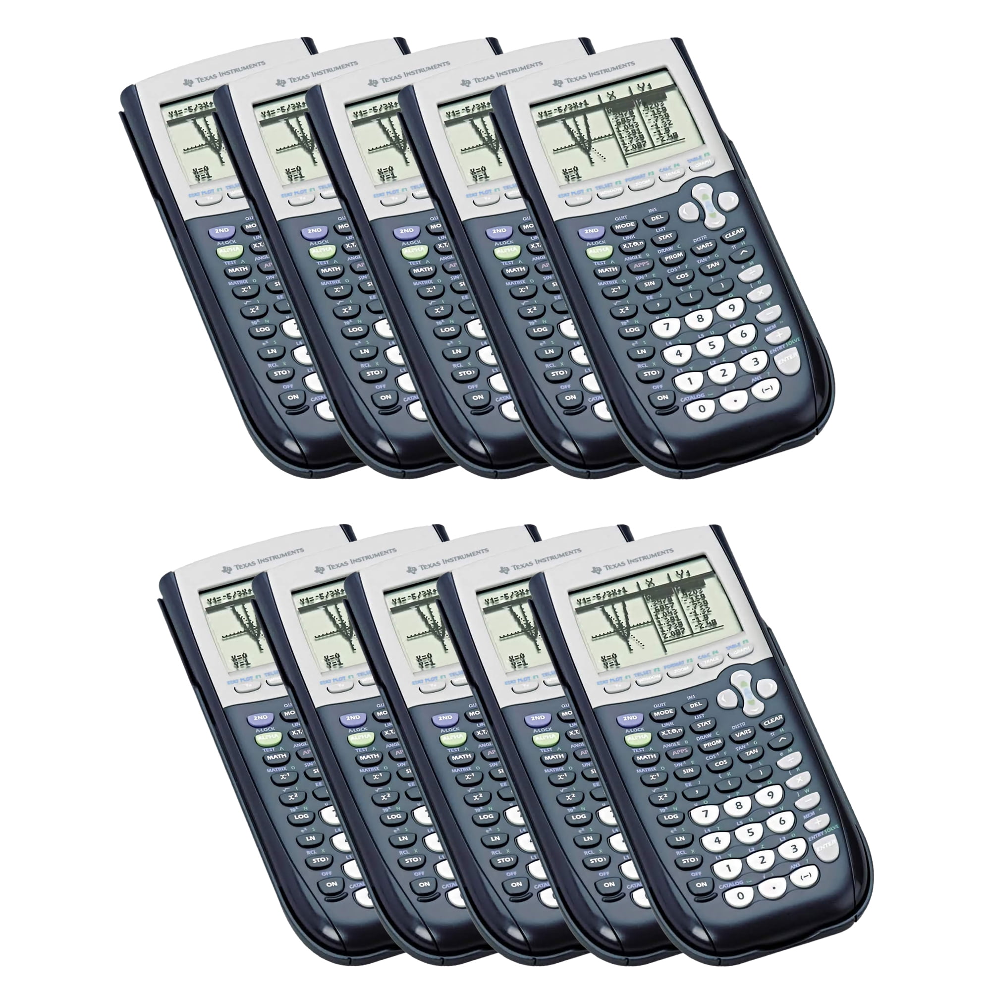 Pre-Owned Texas Instruments TI-84 Plus Graphing Calculator, 10-Pack, MathPrint Notation, High School and College