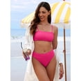 thumbnail image 6 of ANRABESS Tummy Control 2 Piece Swimsuits for Women High Waisted Bikini Sets Ribbed Textured Bathing Suits Beach Swimwear Hot Pink XXL, 6 of 10