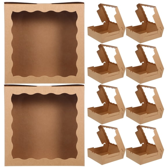 10 cajas de regalo con ventana: cajas cuadradas para galletas, cumpleaños, bodas, fiestas, repostería, cajas de papel para cupcakes y postres.