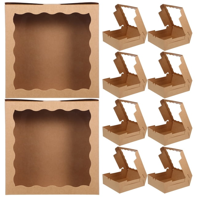 10 cajas de regalo con ventana: cajas cuadradas para galletas, cumpleaños, bodas, fiestas, repostería, cajas de papel para cupcakes y postres.