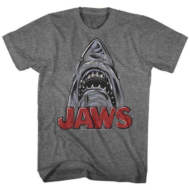 Jaws Sketchy Shark Graphite Heather Adult T-Shirt 5Xl