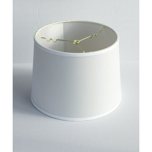 12x14x10 White Linen Drum Lampshade, Gray Linen Drum Lamp Shade