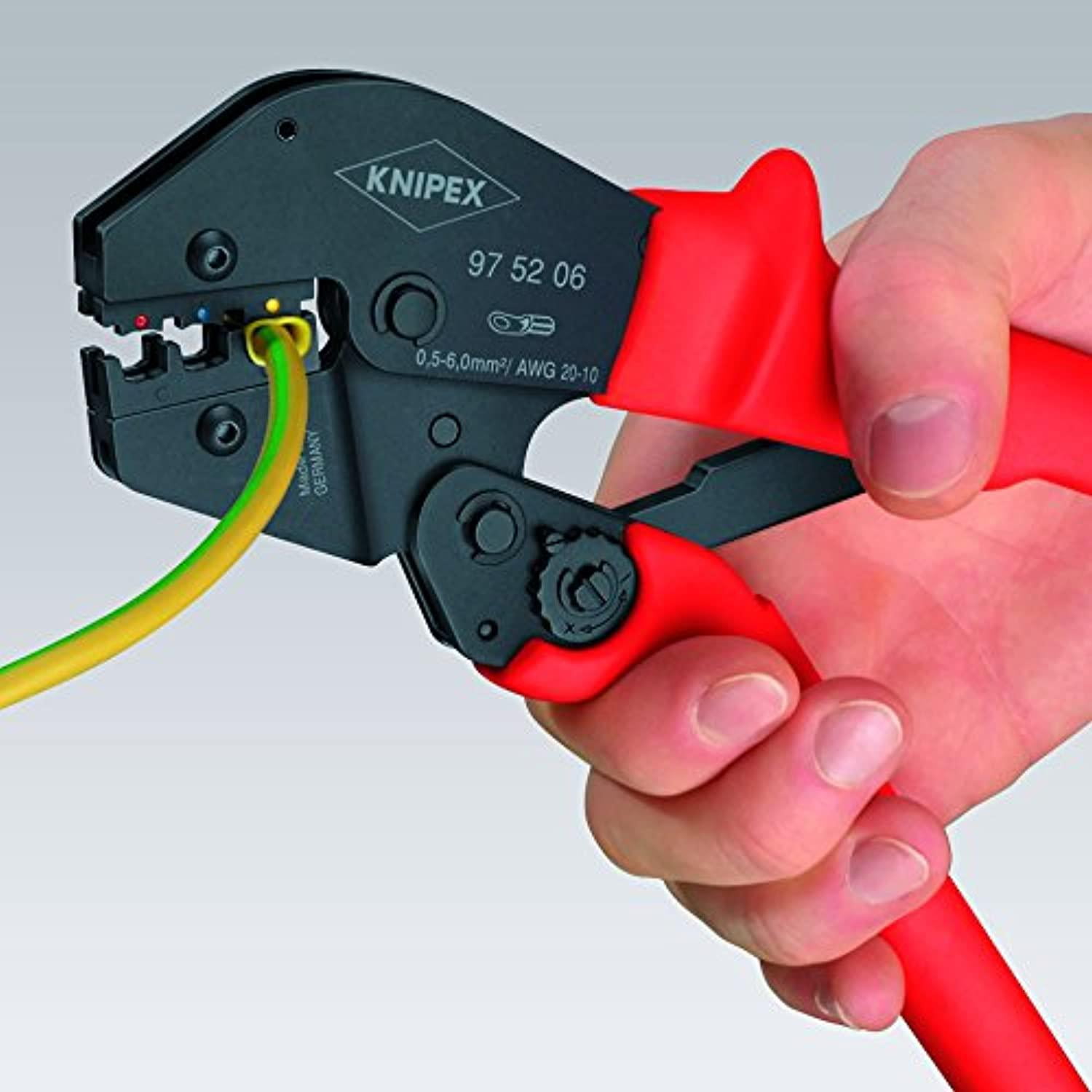 Knipex 97-52-05 Crimping Pliers w/ Lever Transmission - non-insulated, open plug-type connectors AWG 20-10