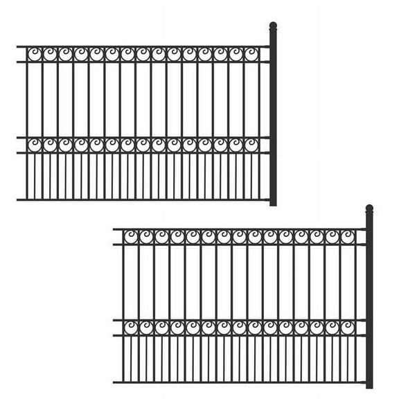 ALEKO Yard Garden Steel Black Fence 8' x 5' Paris Style Set of 2 Panels