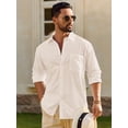 thumbnail image 2 of sogami Men's Cotton Linen Shirt Casual Long Sleeve Button Down Shirt, 2 of 6