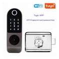 thumbnail image 2 of Door Lock, No Wiring Waterproof Tuya Smart Door Lock Double Sided Fingerprint Rim Lock Smart Card Digital Code Outdoor Electronic Lock ,Easy to Install, 2 of 7