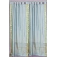 thumbnail image 3 of Lined Tab Top Sari Curtains 80"W x 108"L matching tiebacks- Handcrafted Gray Indian Drapes with Lining, Offering Privacy and Insulation for Living Room/Bedroom/Dining Room, Sold in Pairs, 3 of 6