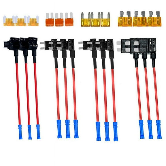 4 Types 12V Add-A-Circuit Adapter and Fuse Kit,Fuse Tap Holder with MICRO2 Mini ATC ATS Low Profile