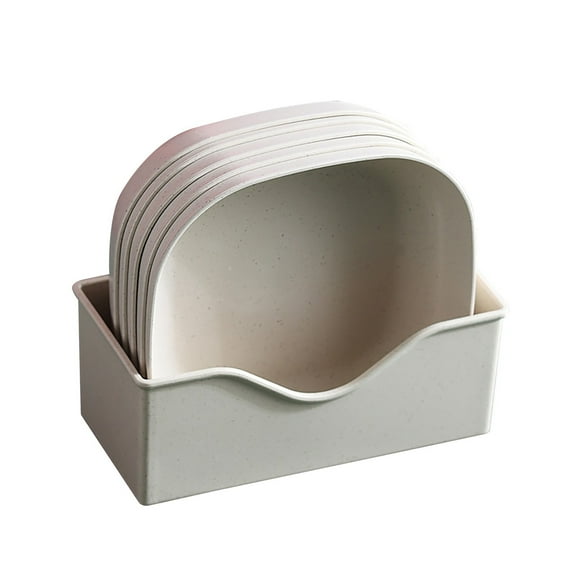 Tunhigl 5-Piece Set of Eco-Friendly Snack Plates with Holder - Disposable Plastic Dessert, Fruit, and Nut Trays for Home, Picnics, and Parties Khaki