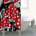 thumbnail image 4 of Red Mushroom Line Black Pattern Shower Curtain 36"x72" ,Bathroom Decorative Shower Curtains Set with 12 Hooks,Modern Waterproof Washable Shower Curtain, 4 of 6