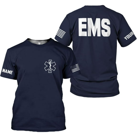 Personalized EMT Hoodie EMS Sweatshirt Custom EMS Zip Hoodie Paramedic Uniform Emergency Medical Technician Shirts (T-shirt, S)