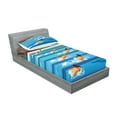 thumbnail image 2 of Ambesonne Cartoon Fitted Sheet & Pillow Sham Set, Olympics Swimming Race, Twinxl, Blue Beige Red, 2 of 2