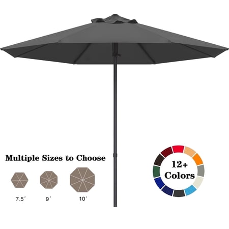 abccanopy 9ft outdoor market hand push patio umbrella 12+colors dark gray