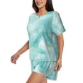 thumbnail image 2 of Rateoe Blue Marble Pattern Women's Short-Sleeved Pajama Set - 2 Piece Soft and Lightweight Sleepwear Set-Small, 2 of 7
