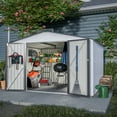 thumbnail image 4 of 10X8 FT Outdoor Storage Shed, All Weather Metal Sheds with Lockable Doors, Tool Shed for Garden, Patio, Backyard, Lawn, Grey, 4 of 12