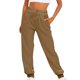 thumbnail image 1 of ICHUANYI Clearance Women Casual Trousers High Waist Drawstring With Multi-Pockets Long Pants(Khaki, L) ICHUANYI WER2023081017938, 1 of 4