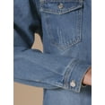 thumbnail image 5 of INSPIRE CHIC Women's Jean Jacket Oversized Frayed Hem Pockets Long Sleeve Button Down Denim Jackets XS Blue, 5 of 6