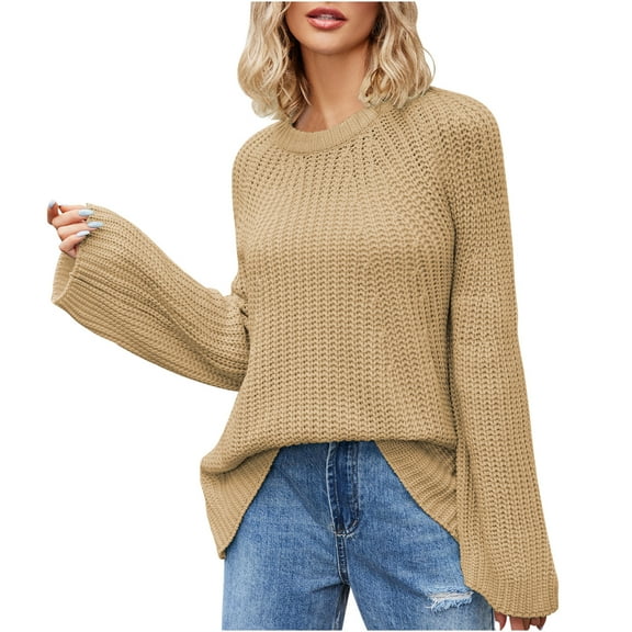 biudgviw Sweater Tops for Women Fashion Long Sleeve Fall Lounge Tunic Shirts Loose Casual Crewneck Pullovers